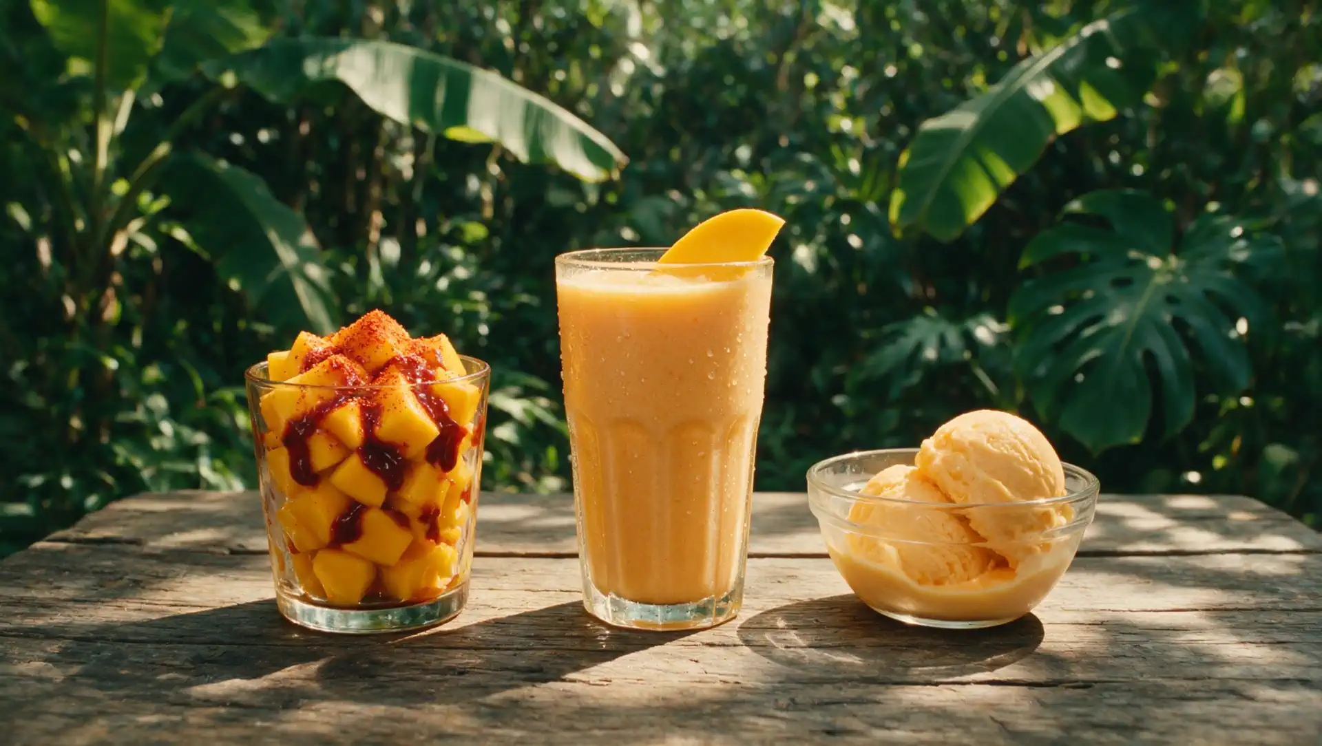 Mango con chamoy, batido y helado de Tropical Mango