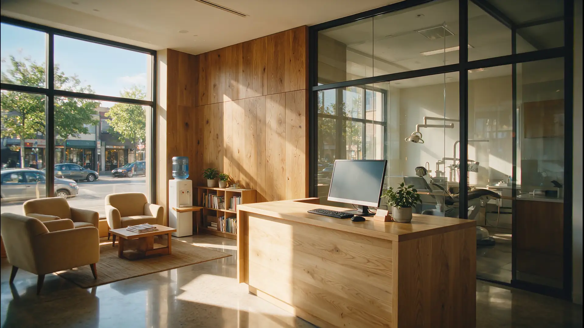 Sala de espera y recepción de la clínica VERA